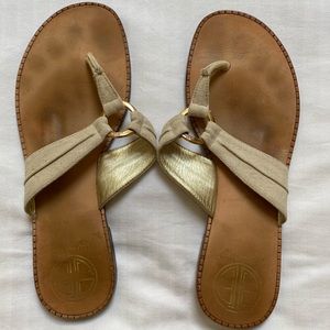 Lilly Pulitzer Linen Beige McKim Sandal size 8.5